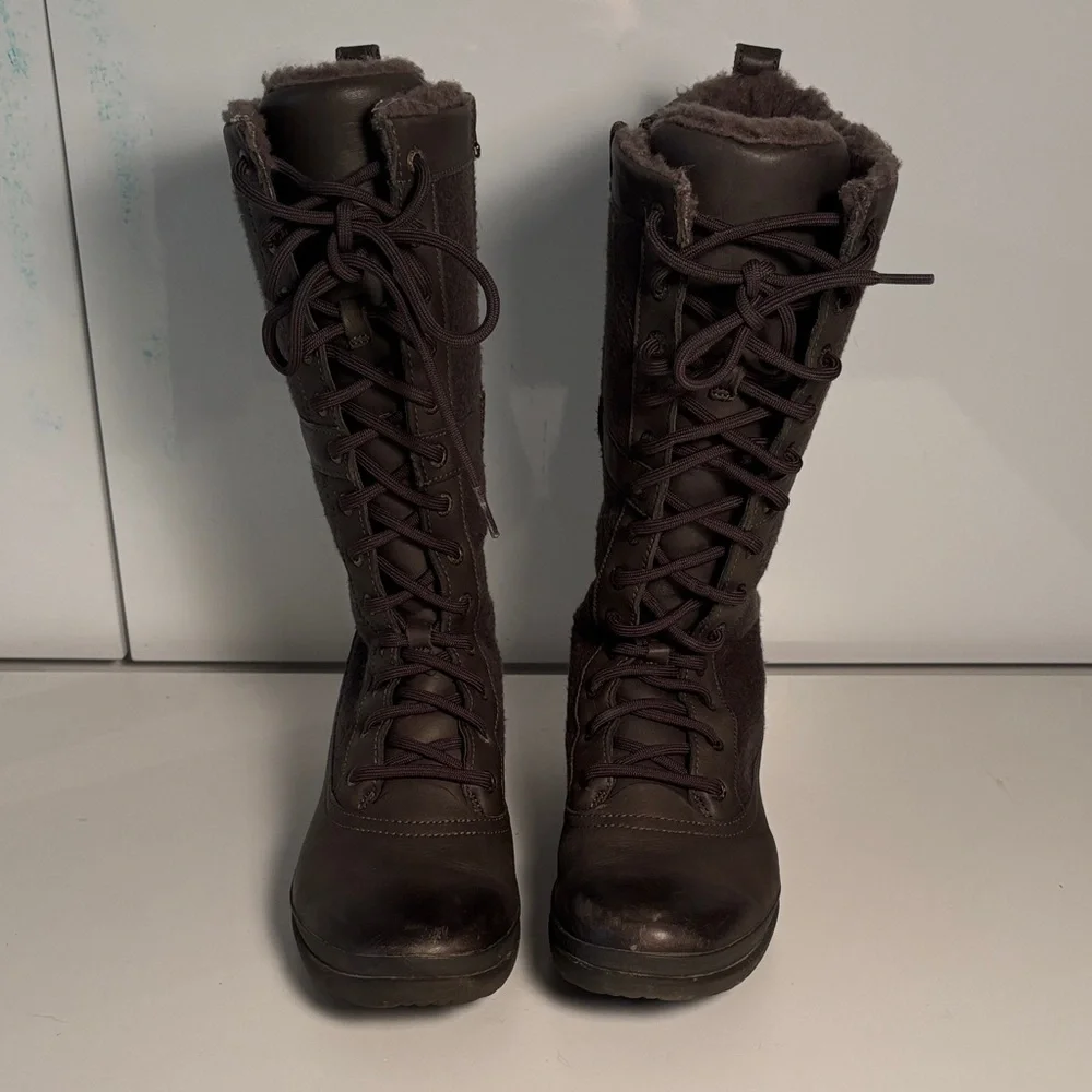 UGG Black Lace-Up Mid-Calf Boots - Picture 3 of 8